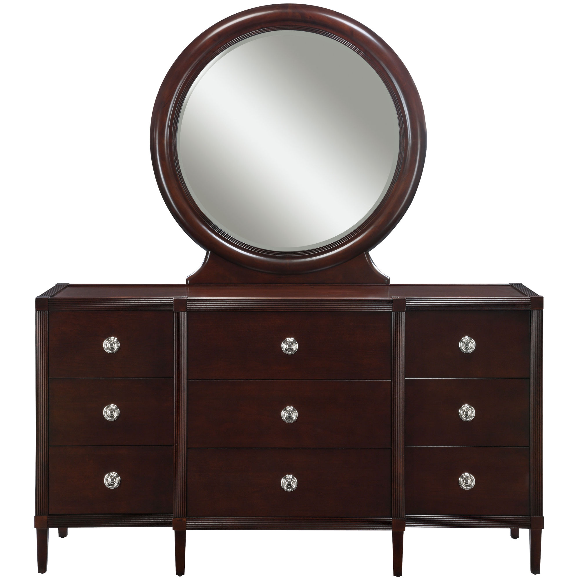 Modus Mondrian 9 Drawer Dresser & Round Mirror in Java